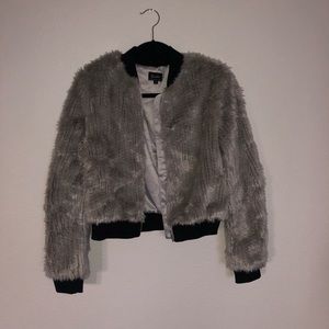 Faux fur bomber jacket